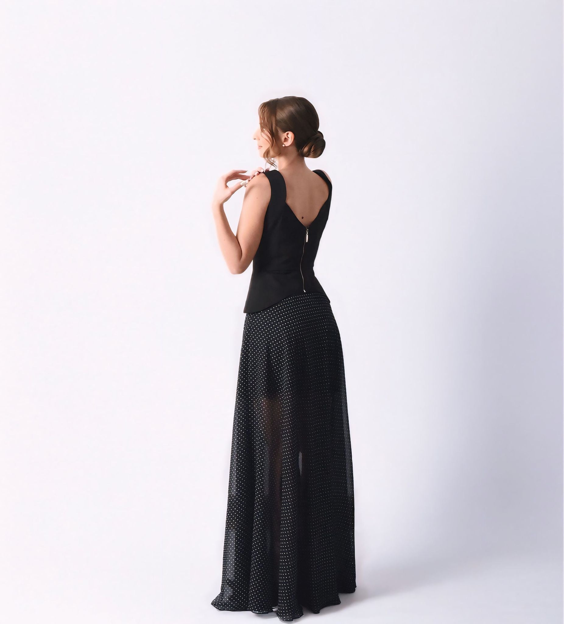 Peplum top with back zip